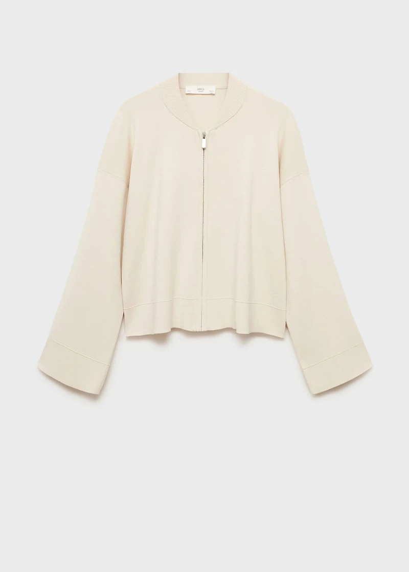 Rib-knit jacket with zipper