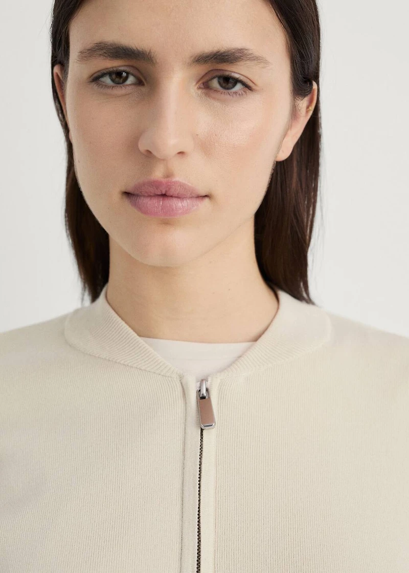 Rib-knit jacket with zipper