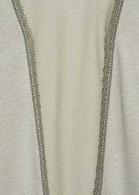 Cotton robe with contrasting lace