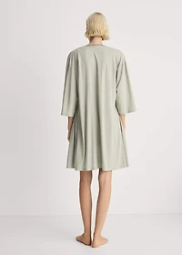 Cotton robe with contrasting lace