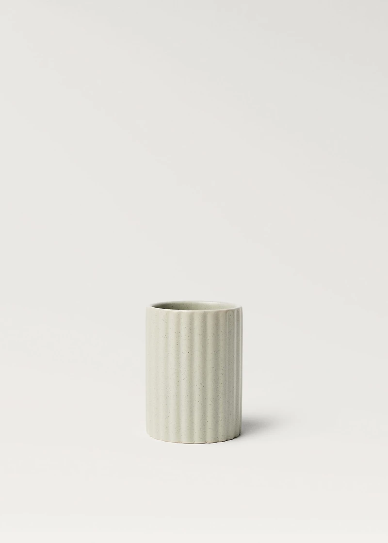 Striped stoneware bathroom tumbler