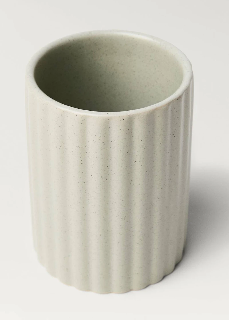 Striped stoneware bathroom tumbler