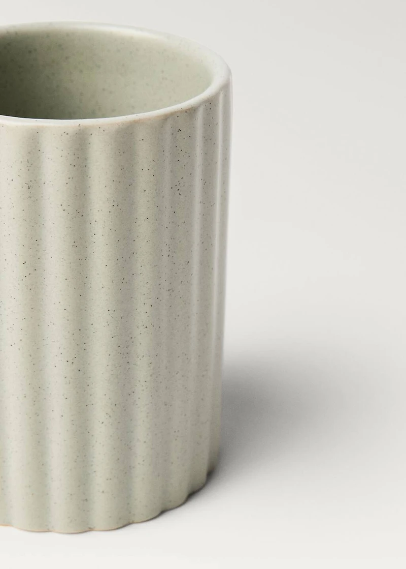 Striped stoneware bathroom tumbler