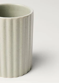 Striped stoneware bathroom tumbler