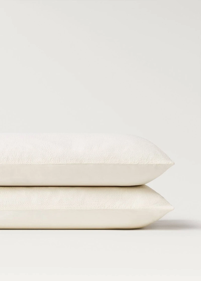 Two textured cotton percale pillowcases 50x75 cm