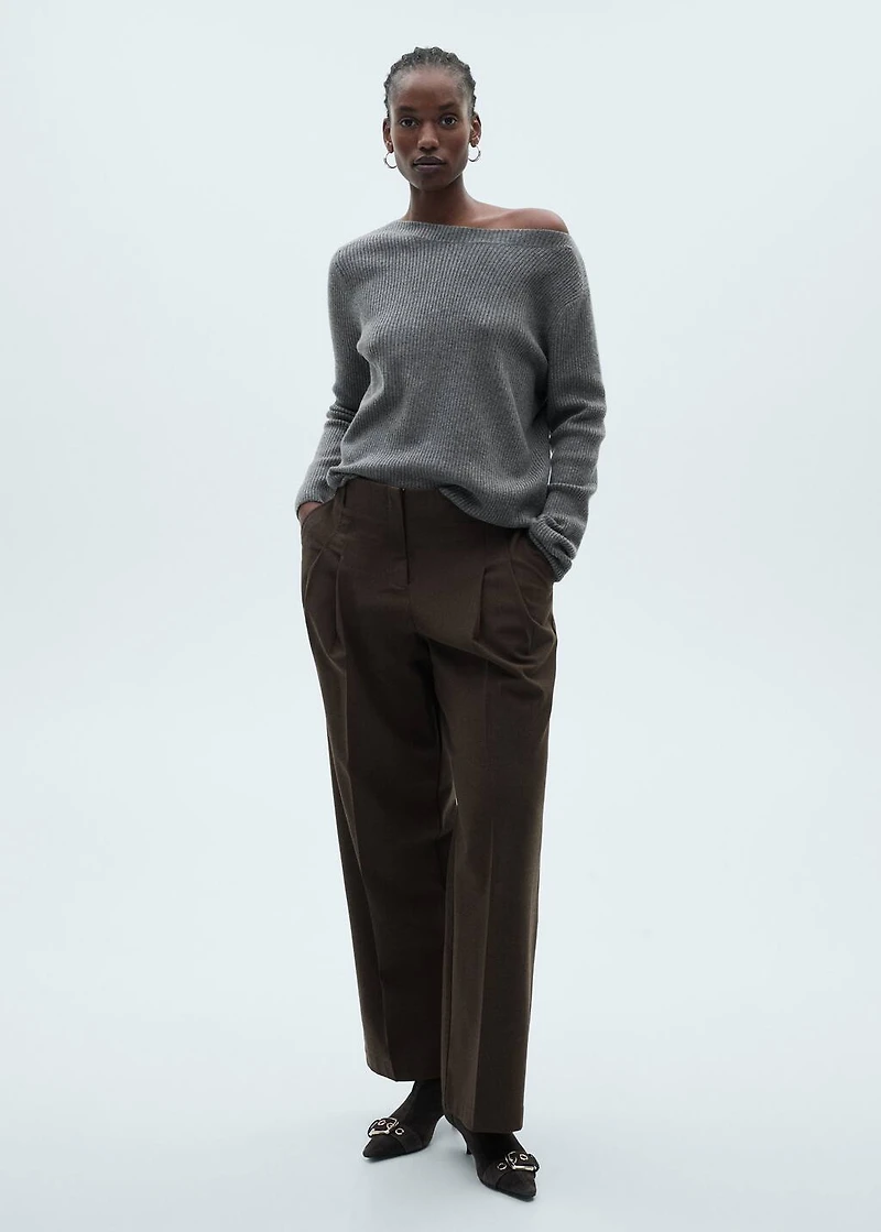 Boat neck ribbed sweater