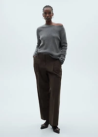 Boat neck ribbed sweater