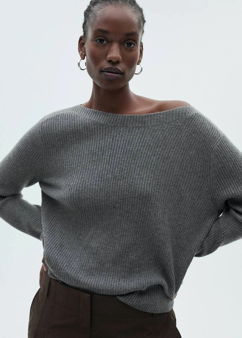 Boat neck ribbed sweater