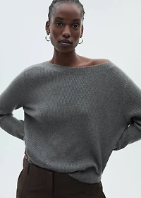 Boat neck ribbed sweater