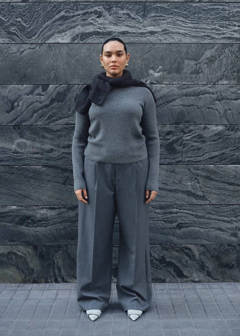 Boat neck ribbed sweater