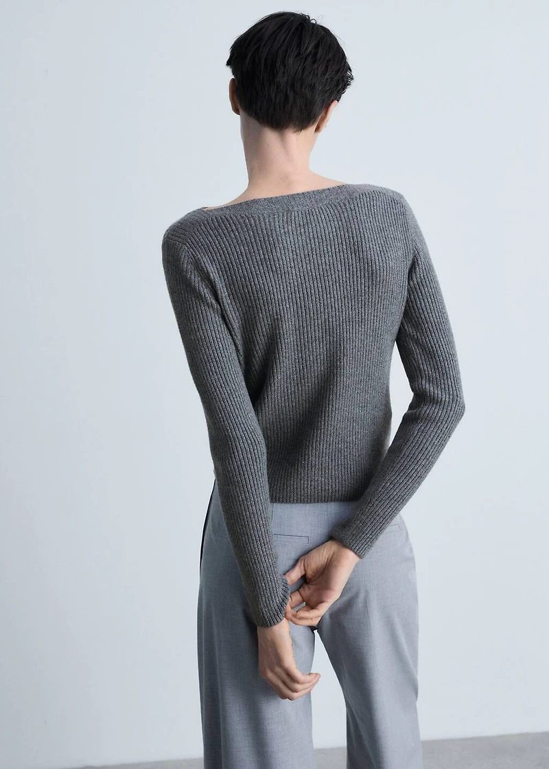 Boat neck ribbed sweater