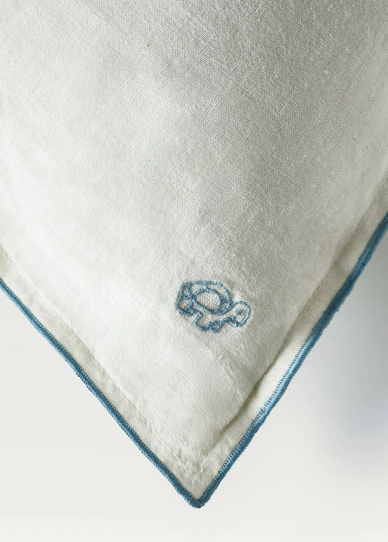 Linen children's cushion cover with embroidered overlock 40x40 cm