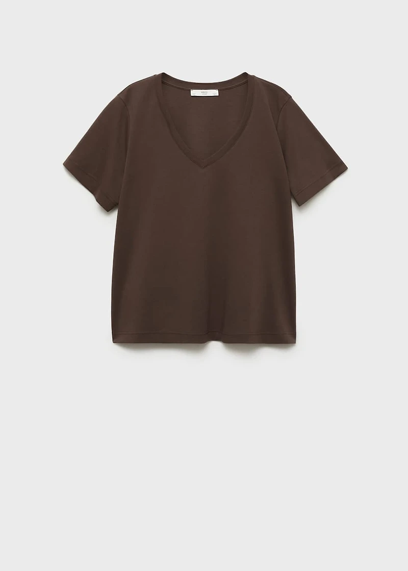 Plain V-neck cotton pajama t-shirt
