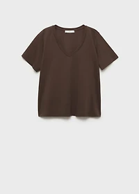 Plain V-neck cotton pajama t-shirt