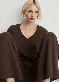 Plain V-neck cotton pajama t-shirt