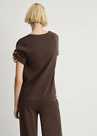 Plain V-neck cotton pajama t-shirt