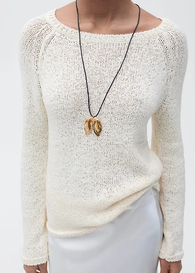 Round-neck crochet sweater