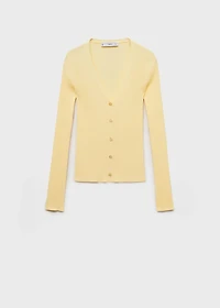 V-neck rib-knit cardigan