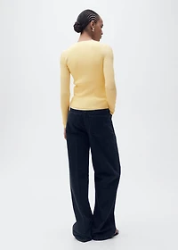 V-neck rib-knit cardigan