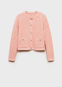 Tweed-effect jacket with jewel buttons