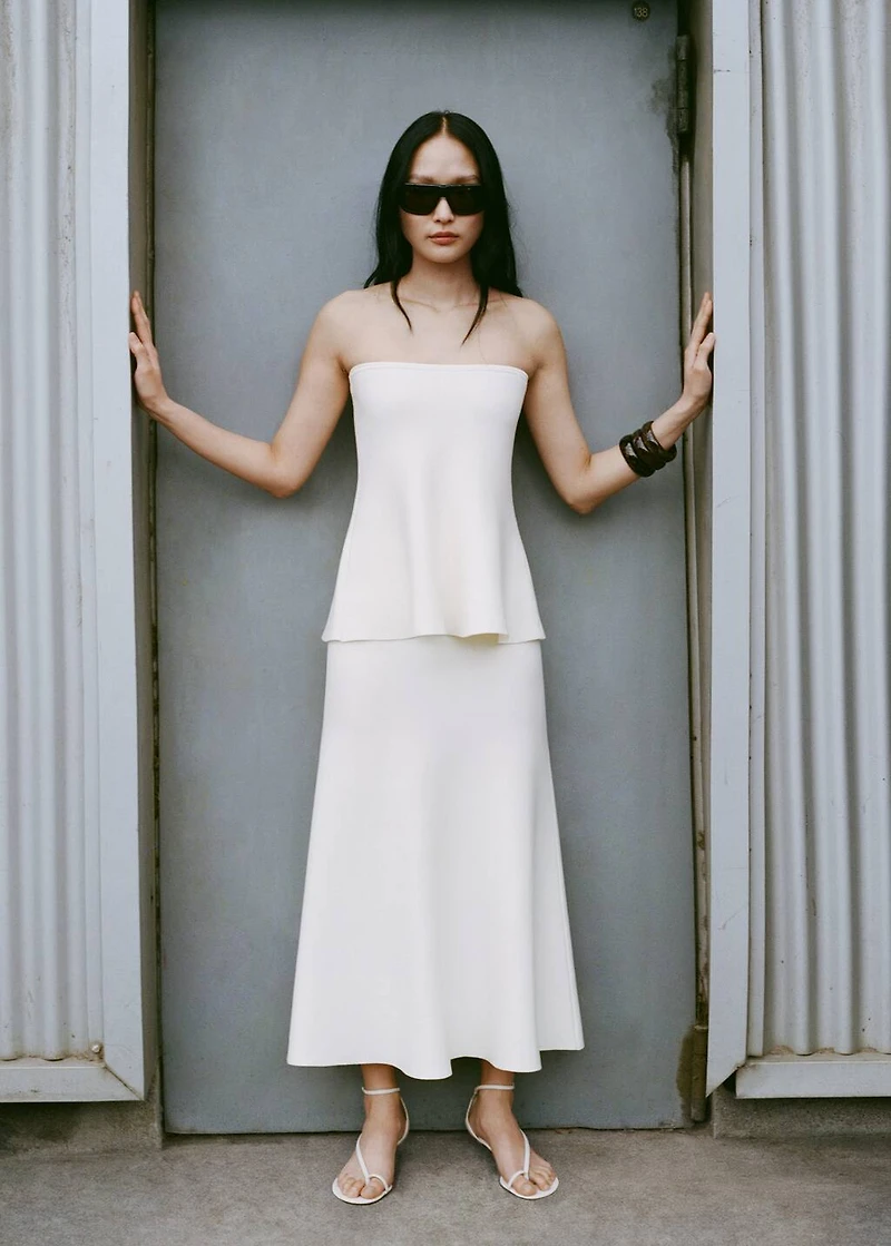 Fine-knit peplum skirt