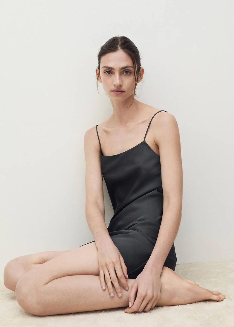 Satin nightgown with straps