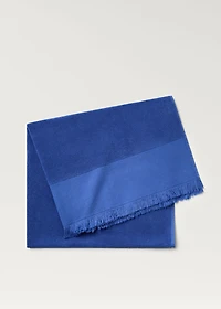 Overdyed terry beach towel with fringes