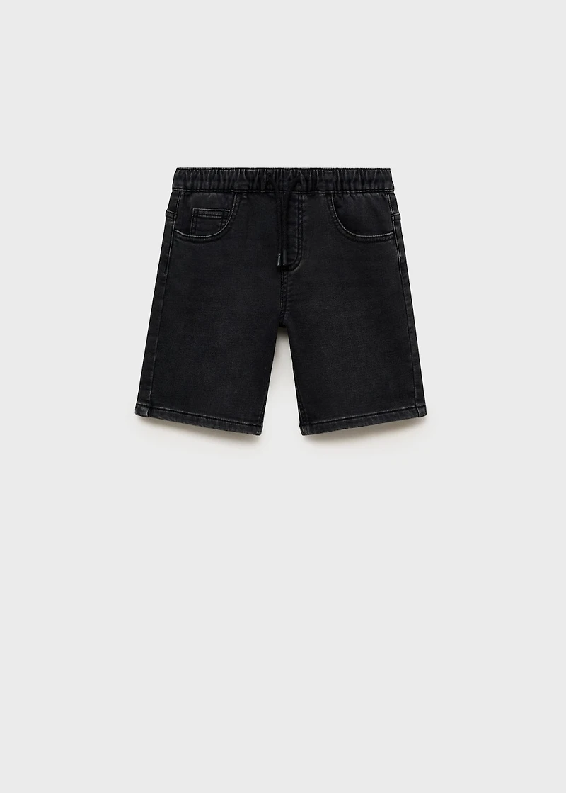 Denim bermuda shorts with drawstring