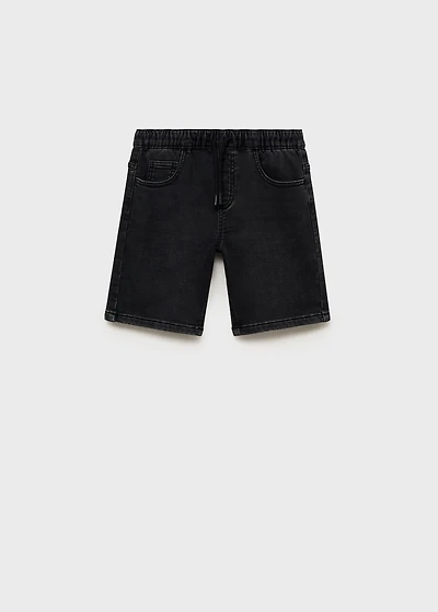 Denim bermuda shorts with drawstring