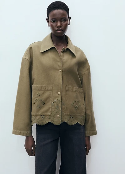 Cotton overshirt with lace detail