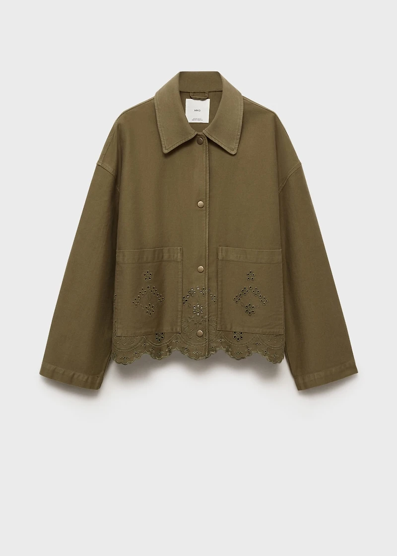 Cotton overshirt with lace detail