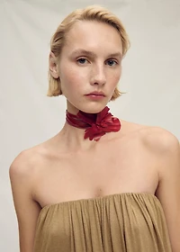 Strapless jumpsuit with puffed hem