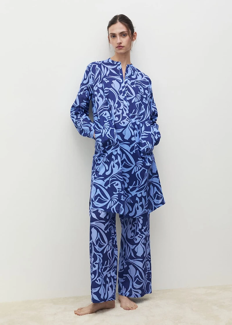 Cotton two-tone printed pants