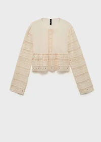 Embroidered cotton blouse with lace details
