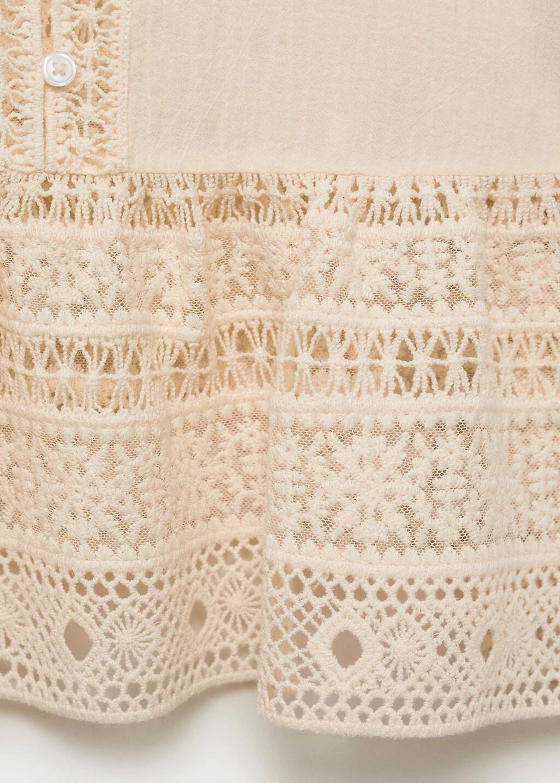 Embroidered cotton blouse with lace details