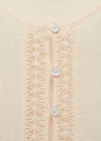 Embroidered cotton blouse with lace details