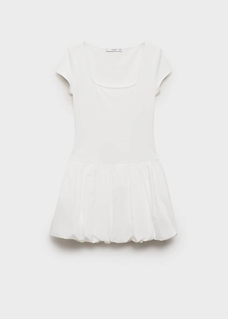 Combined dress with puffed hem