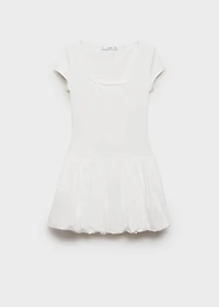 Combined dress with puffed hem