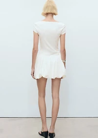Combined dress with puffed hem