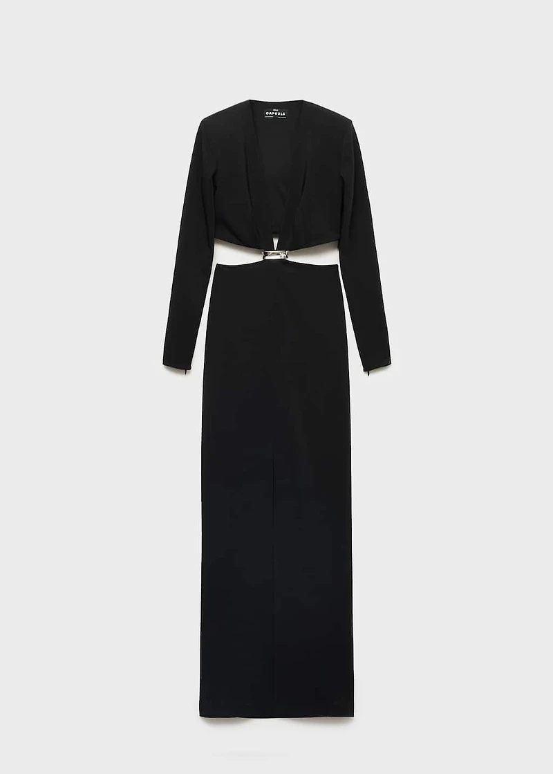Dress with side slits and metallic detail