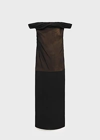 Off-the-shoulder corset tulle dress