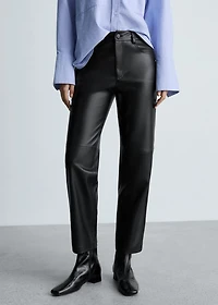 Leather-effect straight pants