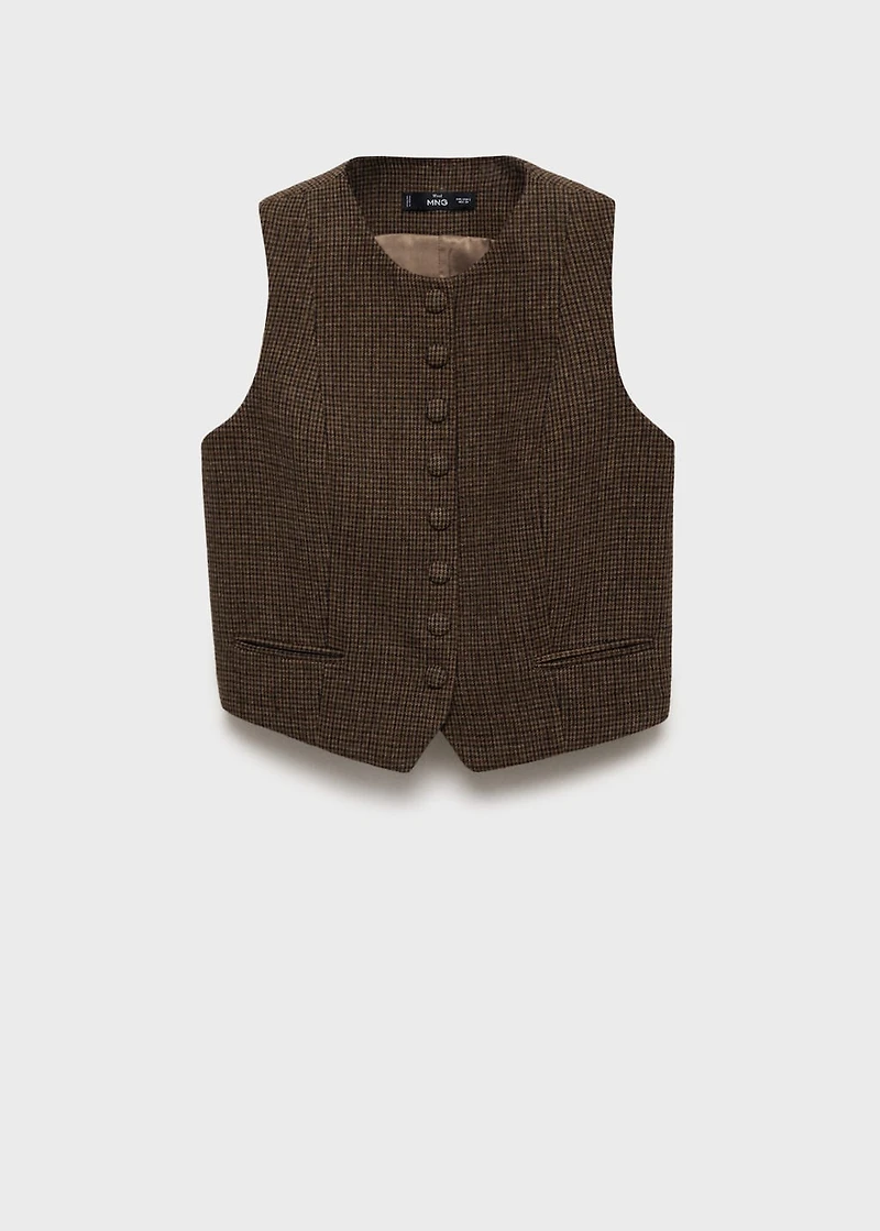 Micro-houndstooth wool vest