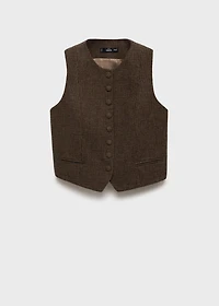 Micro-houndstooth wool vest