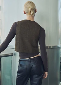Micro-houndstooth wool vest
