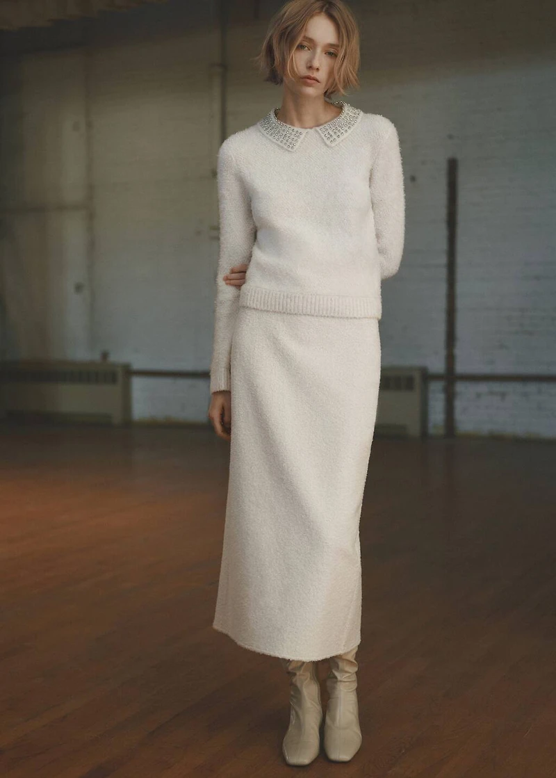Bouclé midi-skirt