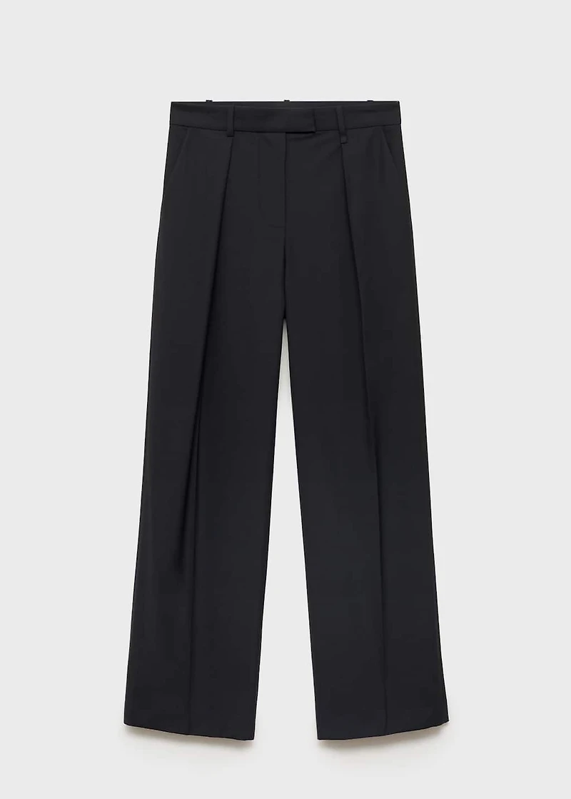 Straight-fit pleated pants