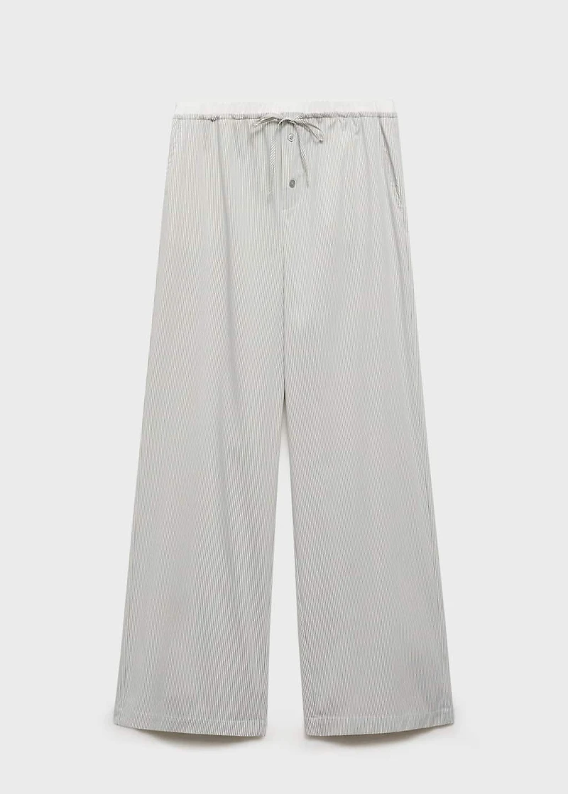 Striped pajama pants with elastic detail