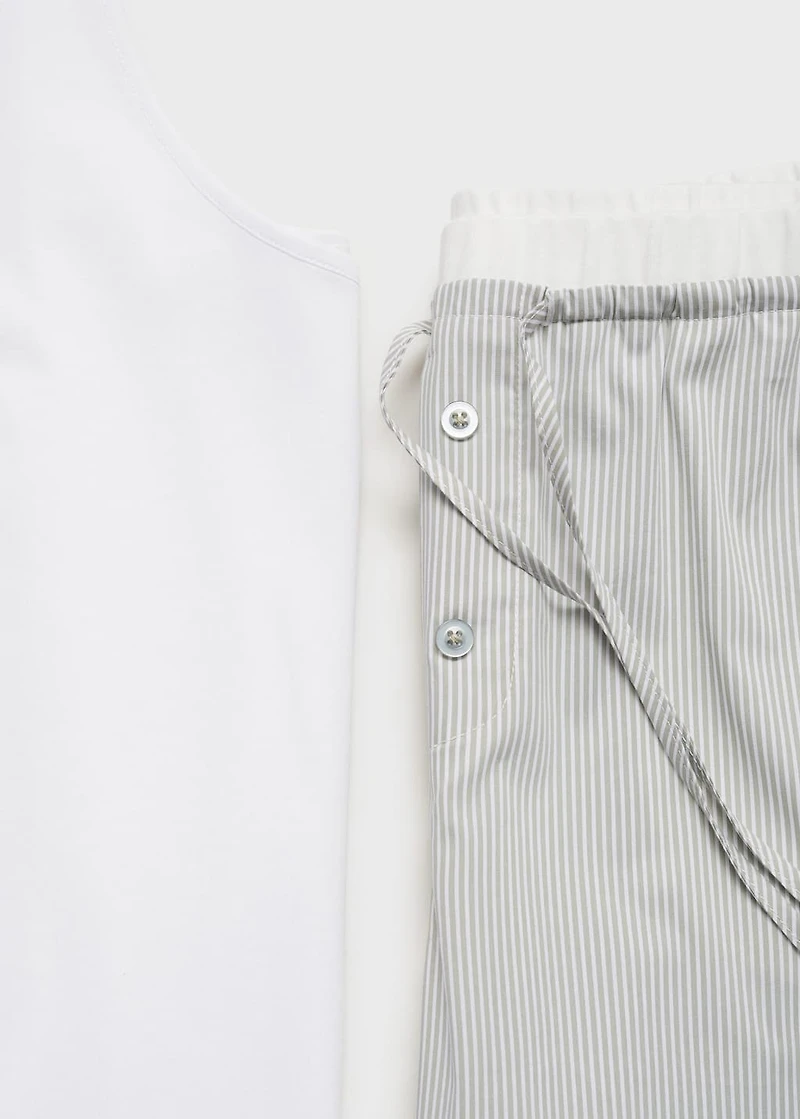 Striped pajama pants with elastic detail