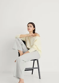Striped pajama pants with elastic detail